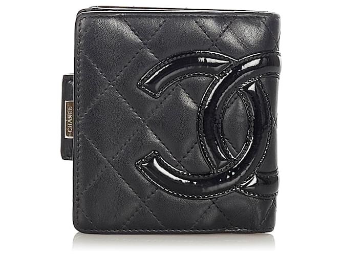 Petit portefeuille Chanel en cuir noir Cambon Ligne  ref.340433