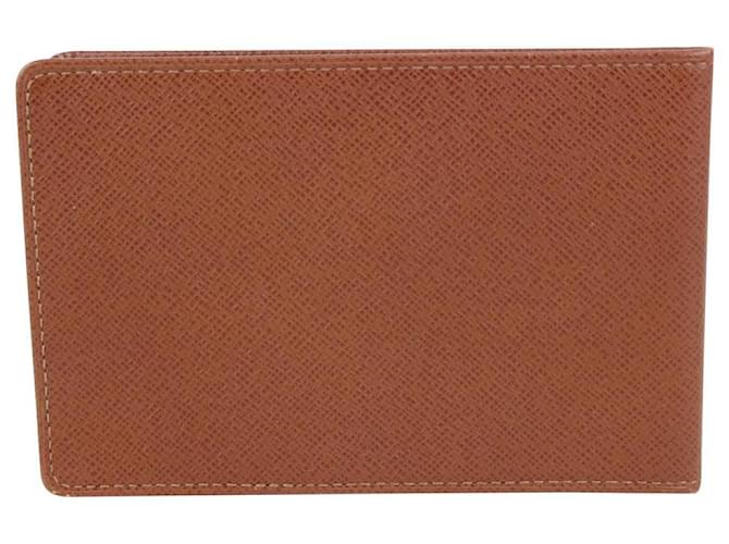 Louis Vuitton Étui portefeuille marron avec porte-cartes en cuir Taiga  ref.340592