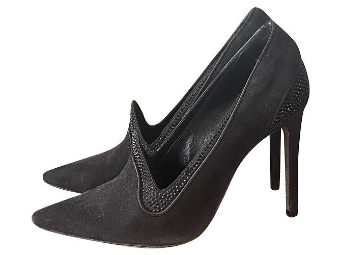 Décolleté Rene Caovilla in scamosciato nero con strass