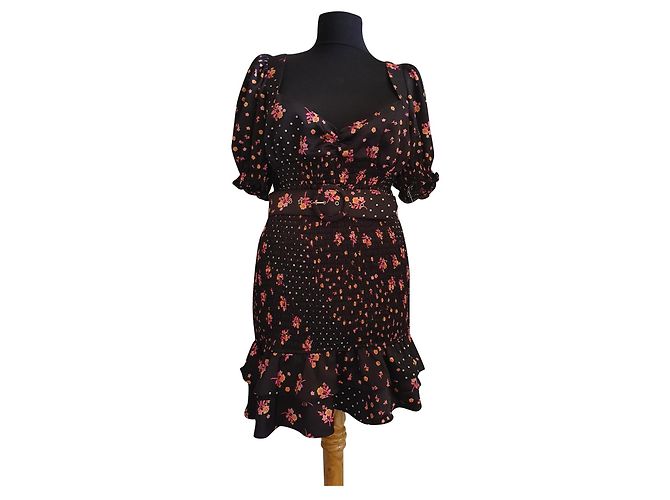 Autre Marque For Love & Lemons Blumen Minikleid mit Puffärmeln Mehrfarben