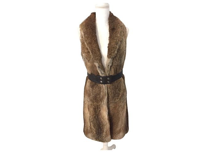 Pellessimo Grey Rabbit Fur Sleeveless Jacket M