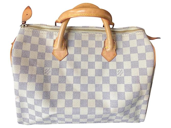 Speedy Louis Vuitton Handbags Blue Synthetic  ref.340652