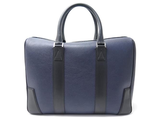 JM WESTON WIDE ANGLE BAG SATCHEL NAVY LEATHER LEATHER BRIEFCASE