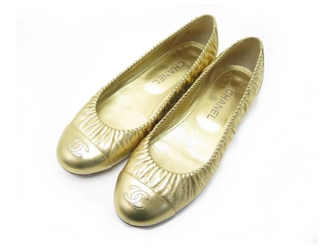NEW CHANEL BALLERINA CC G LOGO SHOES31731 40 NEW SHOES GOLD LEATHER Golden  ref.340704