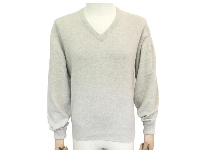 Hermès NEUF PULL HERMES COL V M 48 EN CACHEMIRE TAUPE CASHMERE NEW SWEATER  ref.340730