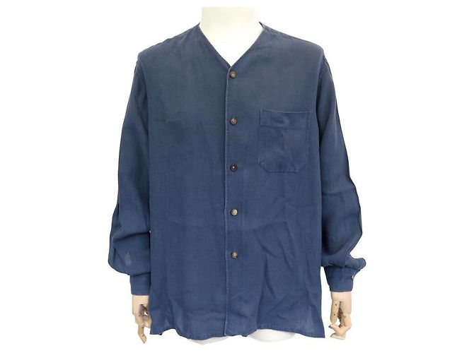 Hermès CAMICIA TUNICA OVERSIZE HERMES L 42 CAMICIA IN LINO NUOVA IN LINO BLU