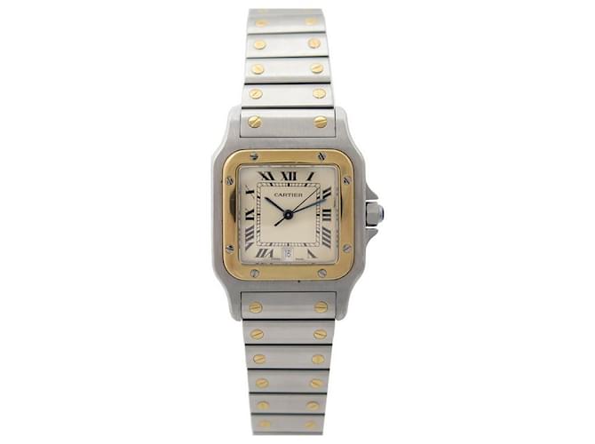 VINTAGE CARTIER SANTOS GALBEE WATCH 187901 29 MM GOLD STEEL QUARTZ STEEL WATCH Silvery  ref.340733