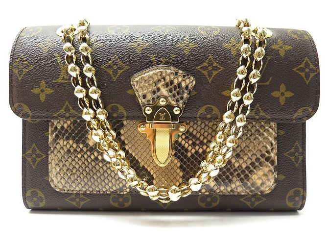 NEU LOUIS VUITTON VICTORY HANDTASCHE MONOGRAMM & PYTHON LEDER BANDOULIERE Braun