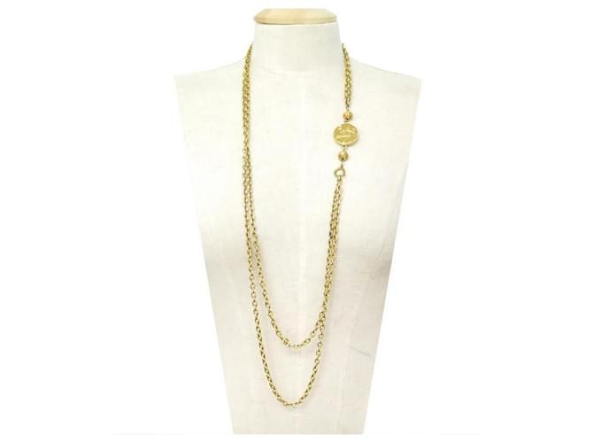 Medaillon VINTAGE CHANEL NECKLACE 1970 NECKLACE CC MEDALLION CHAIN NECKLACE  IN GOLD METAL Golden ref.340844 - Joli Closet