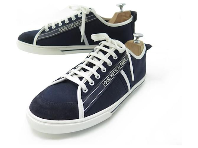 NEW LOUIS VUITTON sneakers SHOES 43 9 NAVY BLUE CANVAS SNEAKERS