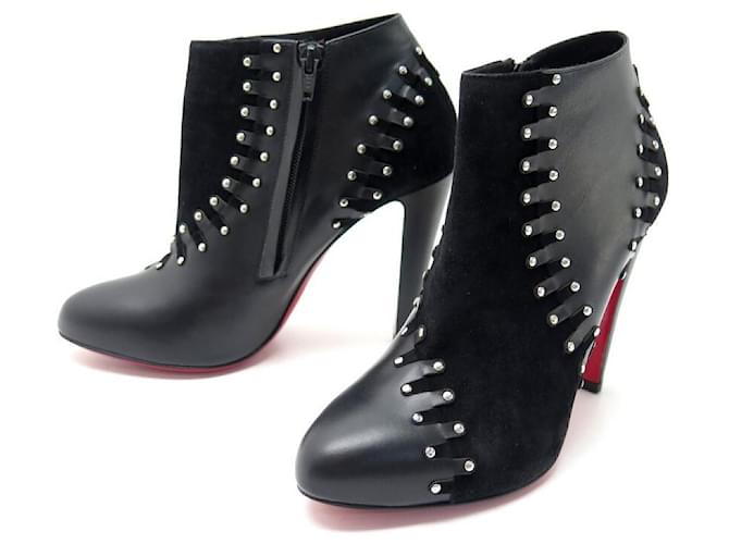 NEW CHRISTIAN LOUBOUTIN VOLVOTICO SHOES 100 40 LEATHER ANKLE BOOTS Black  ref.340917