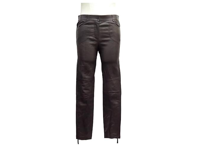 LOUIS VUITTON SLIM M PANTS 38 BROWN LAMBS LEATHER TROUSERS  ref.340921