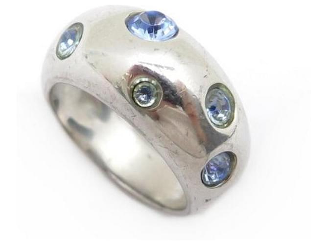 Yves Saint Laurent ring 48 in Sterling Silver 925 & BLUE STRASS SILVER RING Silvery  ref.340941