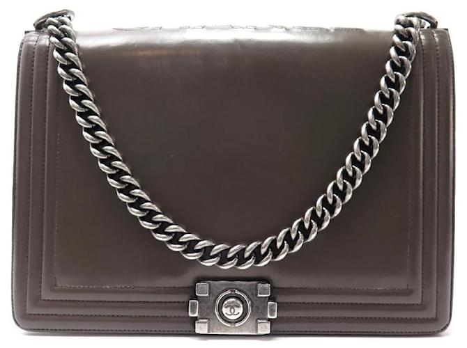 CHANEL GRAND BOY BANDOULIERE BROWN LEATHER HAND BAG  ref.340948