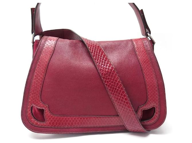 CARTIER MARCELLO HANDBAG IN PYTHON LEATHER & RED SUEDE HAND BAG  ref.340958