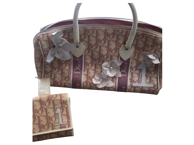 Set Christian Dior Borsa e Portafoglio Rosa in Tessuto