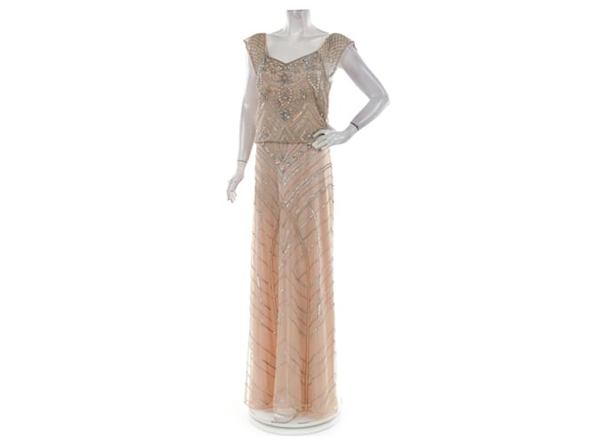 Autre Marque Dresses Silvery Beige Polyester  ref.341256