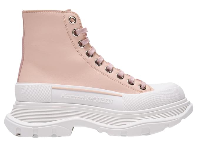 Alexander Mcqueen Tread Slick Sneakers in Pink Leather  ref.341436