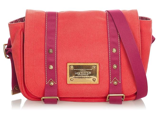 Louis Vuitton Red Antigua Besace PM Rot Lila Leinwand Tuch  ref.341562