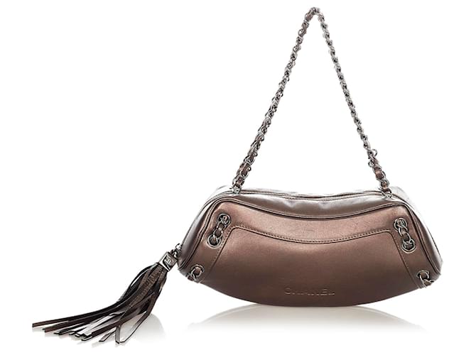Chanel Brown Leather Shoulder Bag Bronze  ref.341593