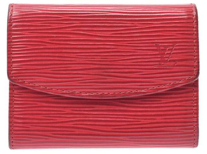 Louis Vuitton Porte-monnaie Rot Leder  ref.341607