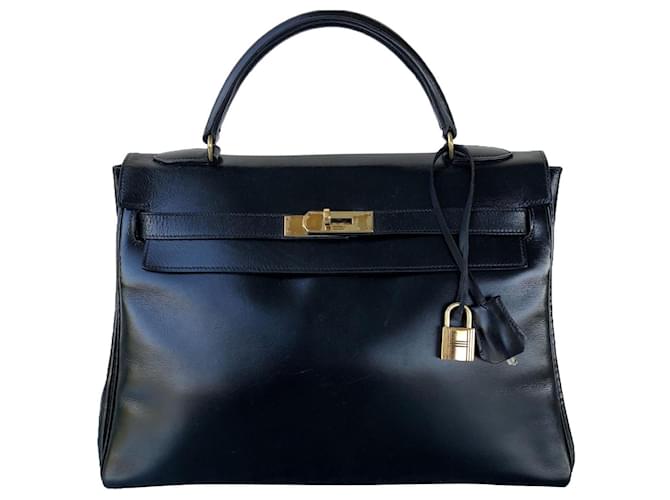 Hermès hermes kelly 32 Back in Black Box Leather  ref.341614