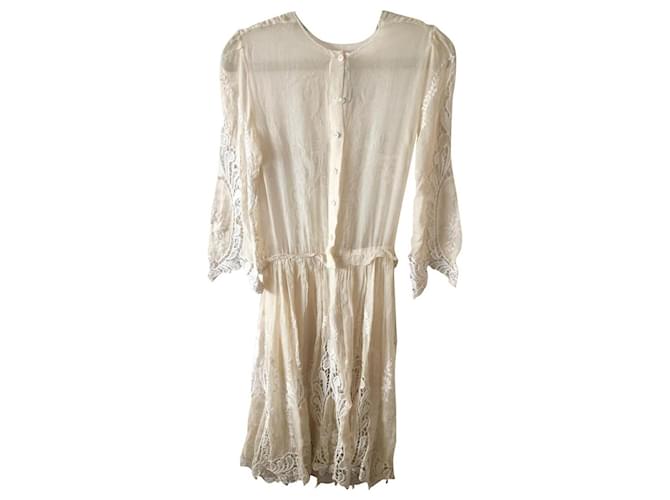 Dolce & Gabbana vintage beige cream silk lace dress XS  ref.341711