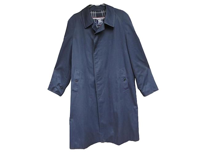 raincoat man Burberry vintage t 52 Navy blue Cotton Polyester  ref.341720