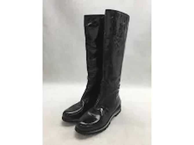 Usato] PRADA ◇ Stivali /// BLK / Stivali lunghi / Smalto / Cerniera  laterale / Stivali piatti / Punta tonda [Scarpe] Nero Pelle ref.341809 -  Joli Closet