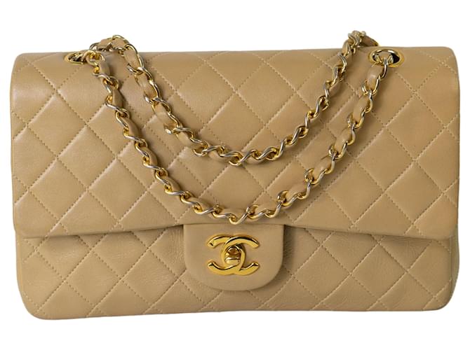 Classique Chanel Timeless Cuir Beige  ref.341890