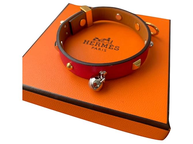 Bracelet Hermès Mini Dog en cuir rose 