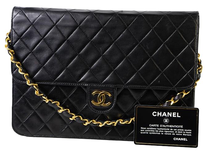 Chanel Flap Bag Negro Cuero  ref.341920