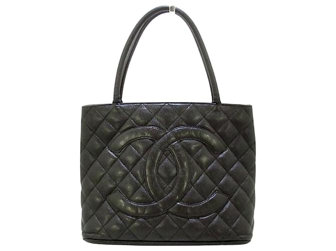 Chanel-Einkaufstasche Schwarz Leder  ref.341921