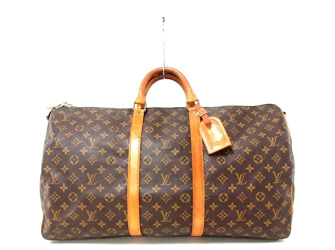 Louis Vuitton Keepall Bandouliere 55 Brown Cloth  ref.341930