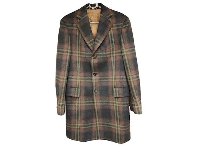 Burberry London taglia cappotto 48 Marrone scuro Lana Nylon  ref.341948