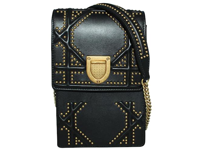 Diorama Black Vertical Shoulder Bag Leather  ref.341976