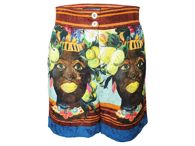 Dolce & Gabbana Shorts estampados africanos primavera verão 2013 Multicor Seda  ref.342039