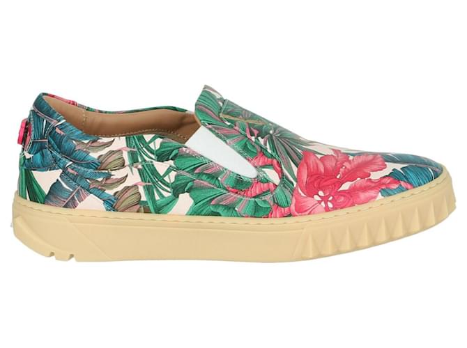 Salvatore Ferragamo Sneakers mit Blumenmuster Mehrfarben Leinwand  ref.342041