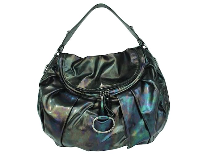 Gucci Holografische Hobo-Tasche aus Lackleder Schwarz  ref.342061