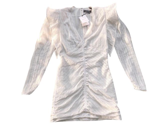Vestido Isabel Marant Blanco de Algodón con Bordado Inglés
