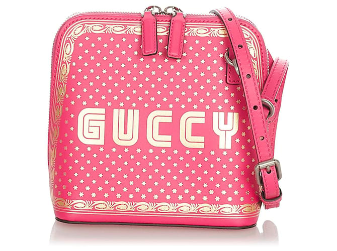 Gucci Pink Mini Guccy Sega Crossbody Bag Golden Leather Pony-style calfskin  ref.342205