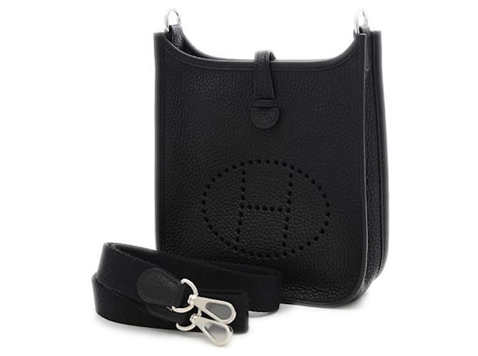Hermès Evelyne Black Silver hardware Leather ref.342213 - Joli Closet