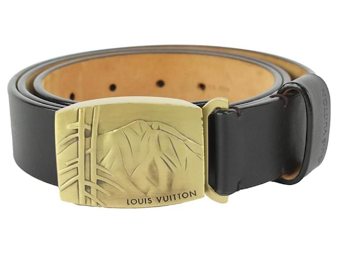 Louis Vuitton Large 40/100 Black x Gold Japanese Mountain Belt Leather White gold  ref.342286