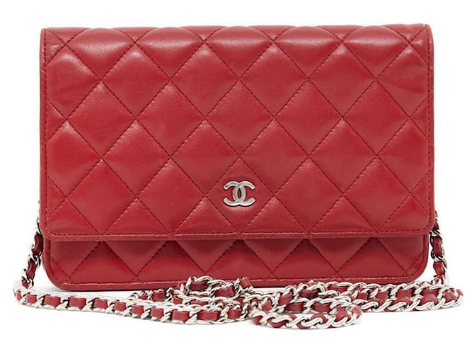 Chanel red caviar WOC wallet of chain original leather version