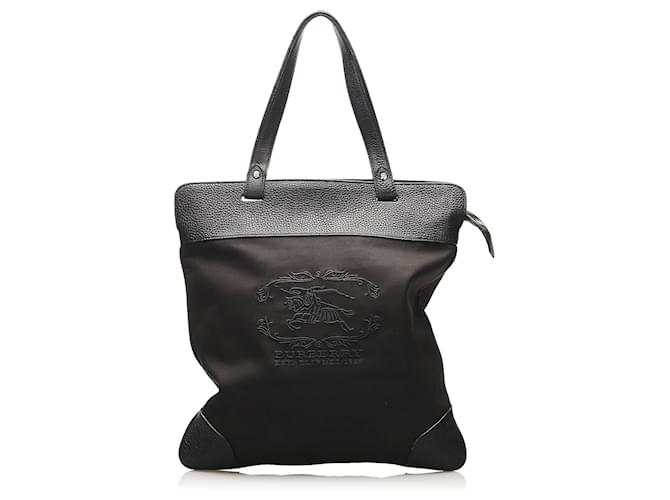 burberry black canvas tote bag