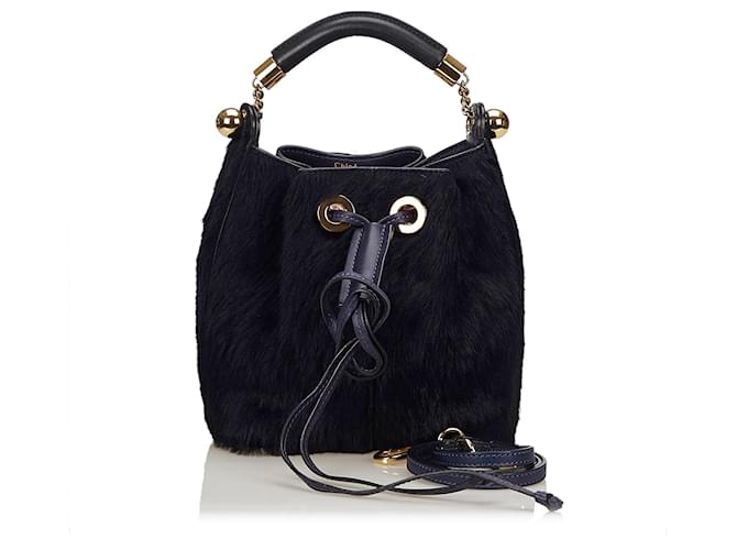 Chloe Chloe Blue Fur Gala Bag Dark blue Leather ref.342803 Joli Closet