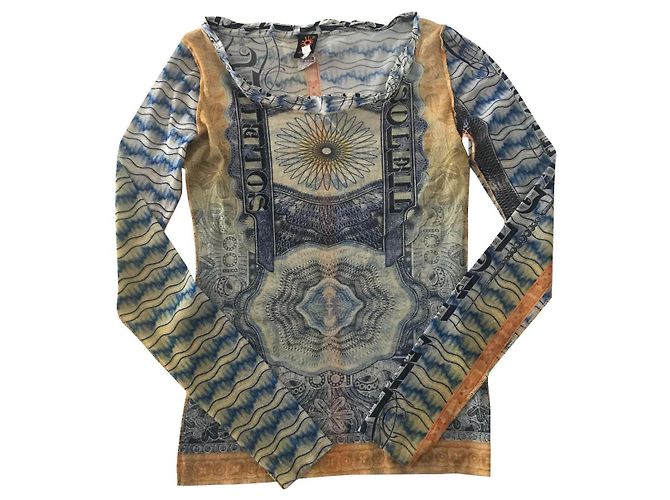 Jean Paul Gaultier Mesh Top Tattoo Muster Mehrfarben