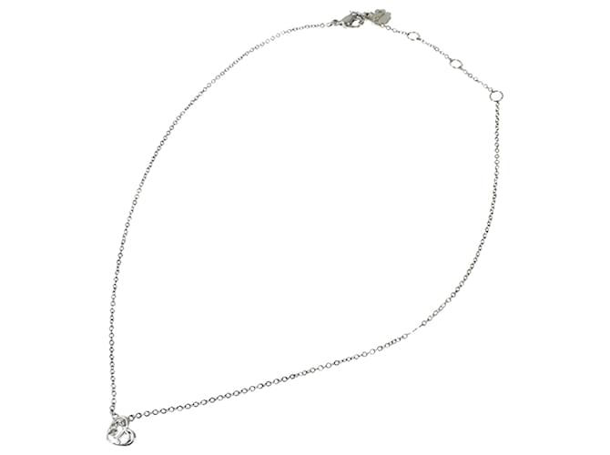 Dior Silberne Halskette mit Strass-Herz-Anhänger Metall  ref.343483