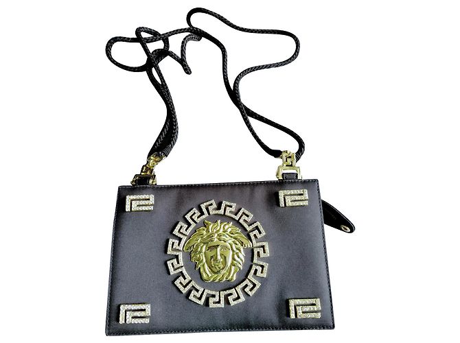 Borsa Gianni Versace in seta nera Nero