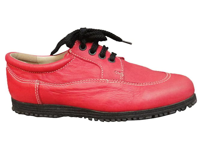 Vintage Carven Derbys p 38 neue Bedingung Rot Leder  ref.343750